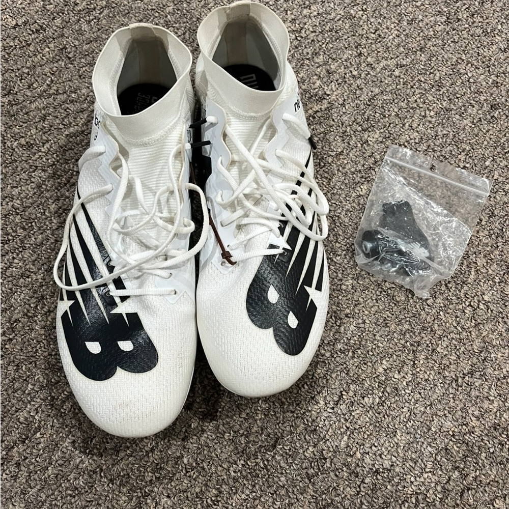 New Balance White and Black Athletic Cleats